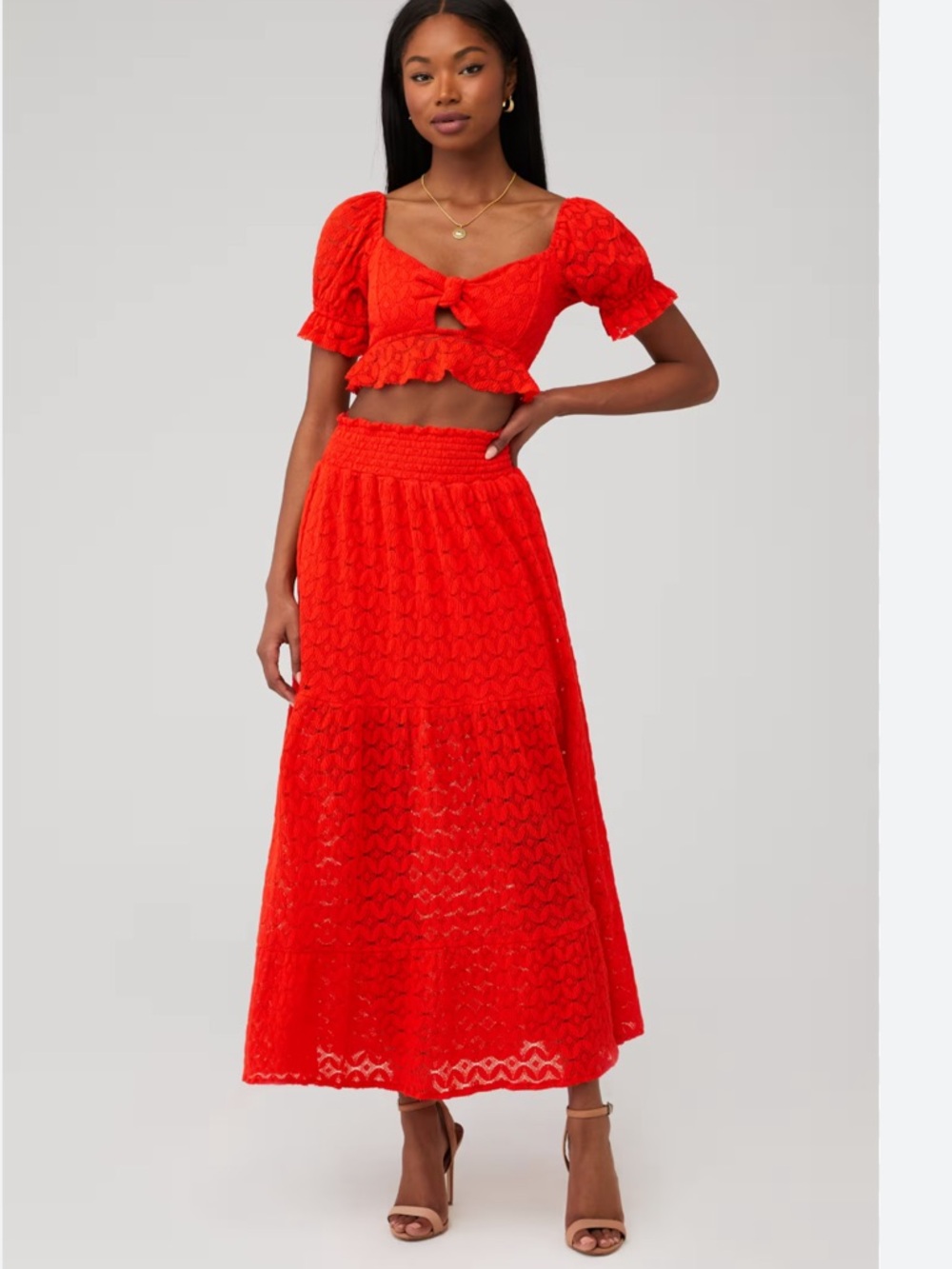 NEW Show Me Your Mumu Melinda Maxi Skirt - Spacey Lacey Red